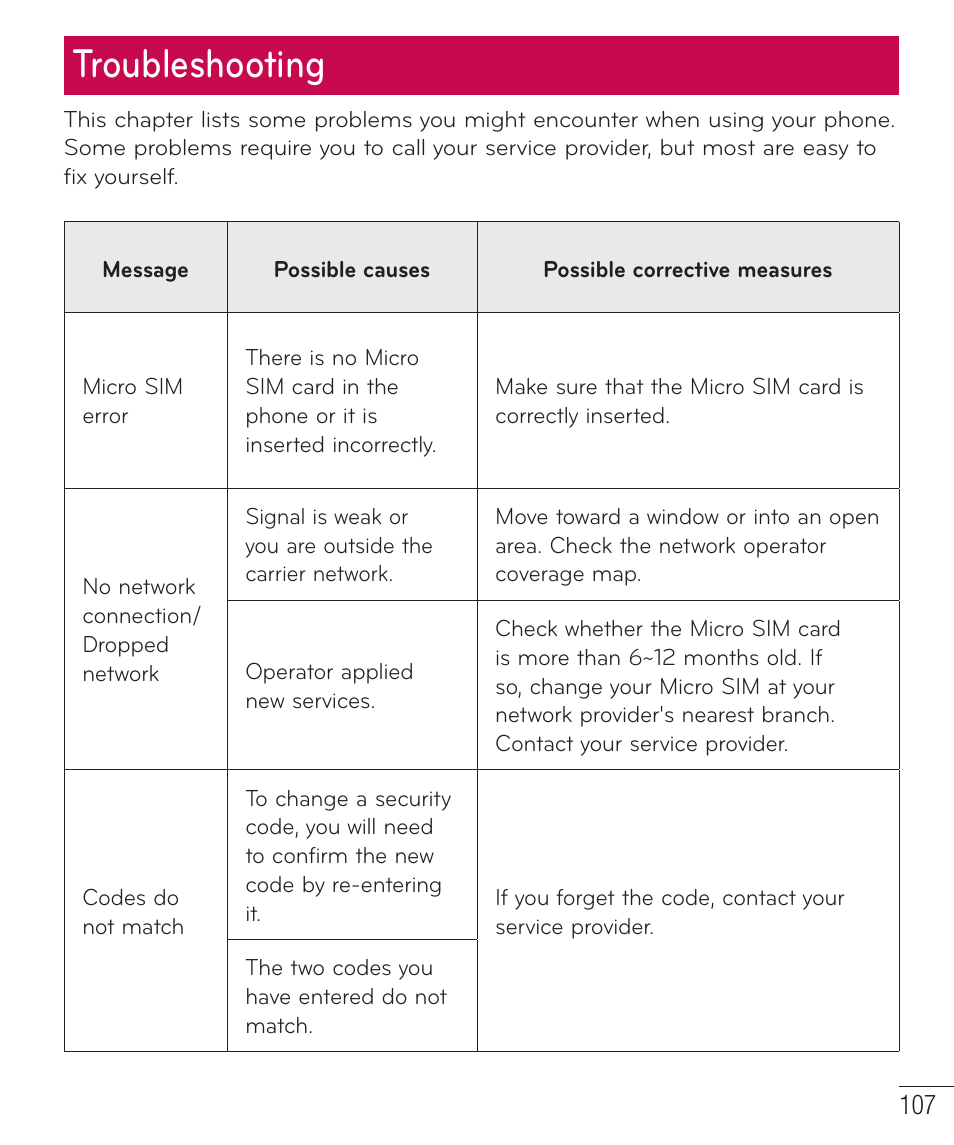 Troubleshooting | LG D520 User Manual | Page 109 / 139