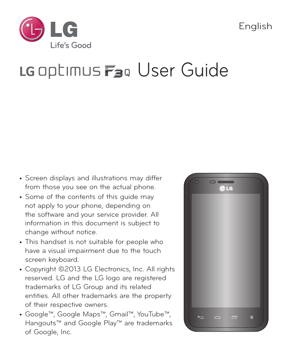 User guide, English | LG D520 User Manual | Page 3 / 139