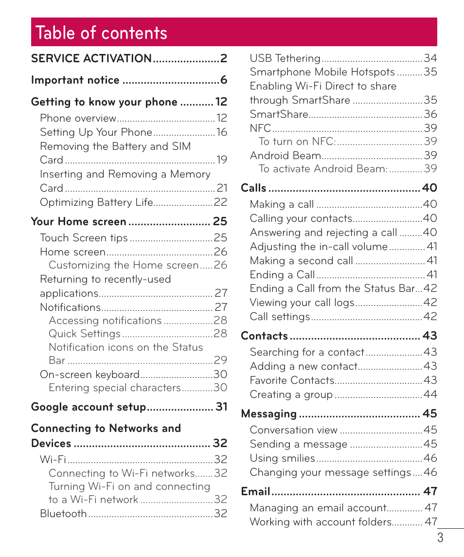 LG D520 User Manual | Page 5 / 139