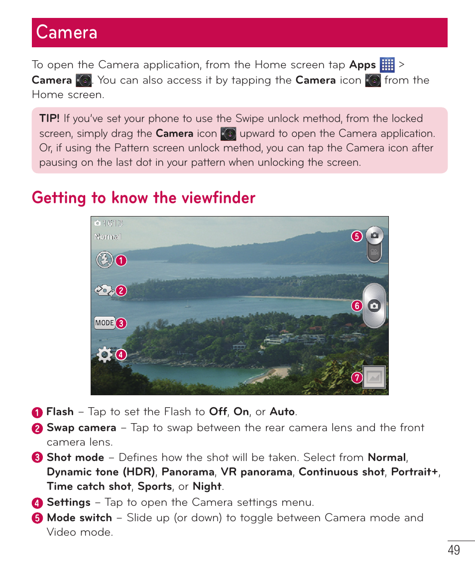 Camera, Getting to know the viewfinder | LG D520 User Manual | Page 51 / 139