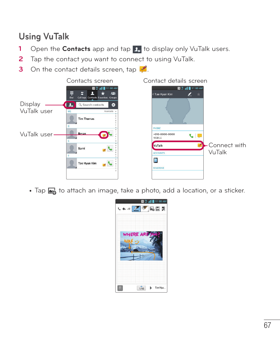 Using vutalk | LG D520 User Manual | Page 69 / 139