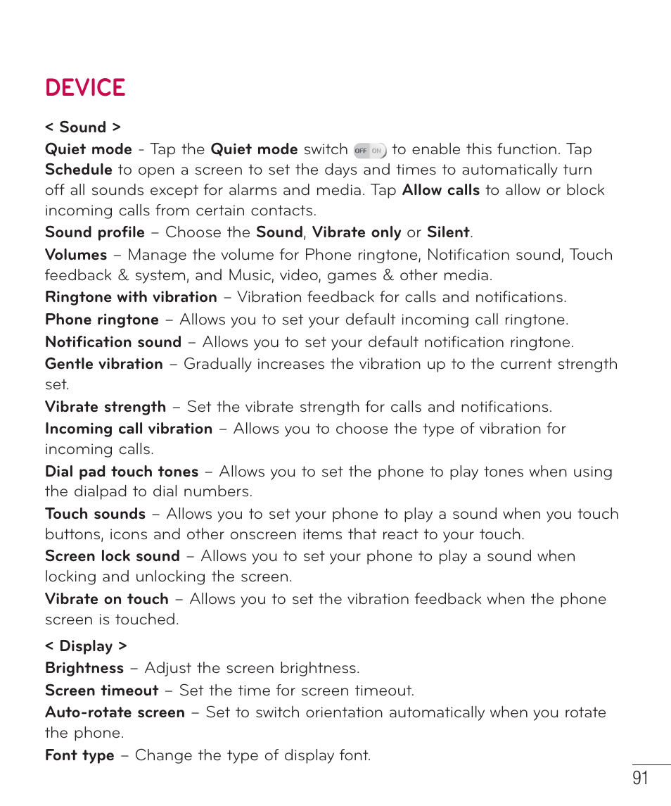 Device | LG D520 User Manual | Page 93 / 139