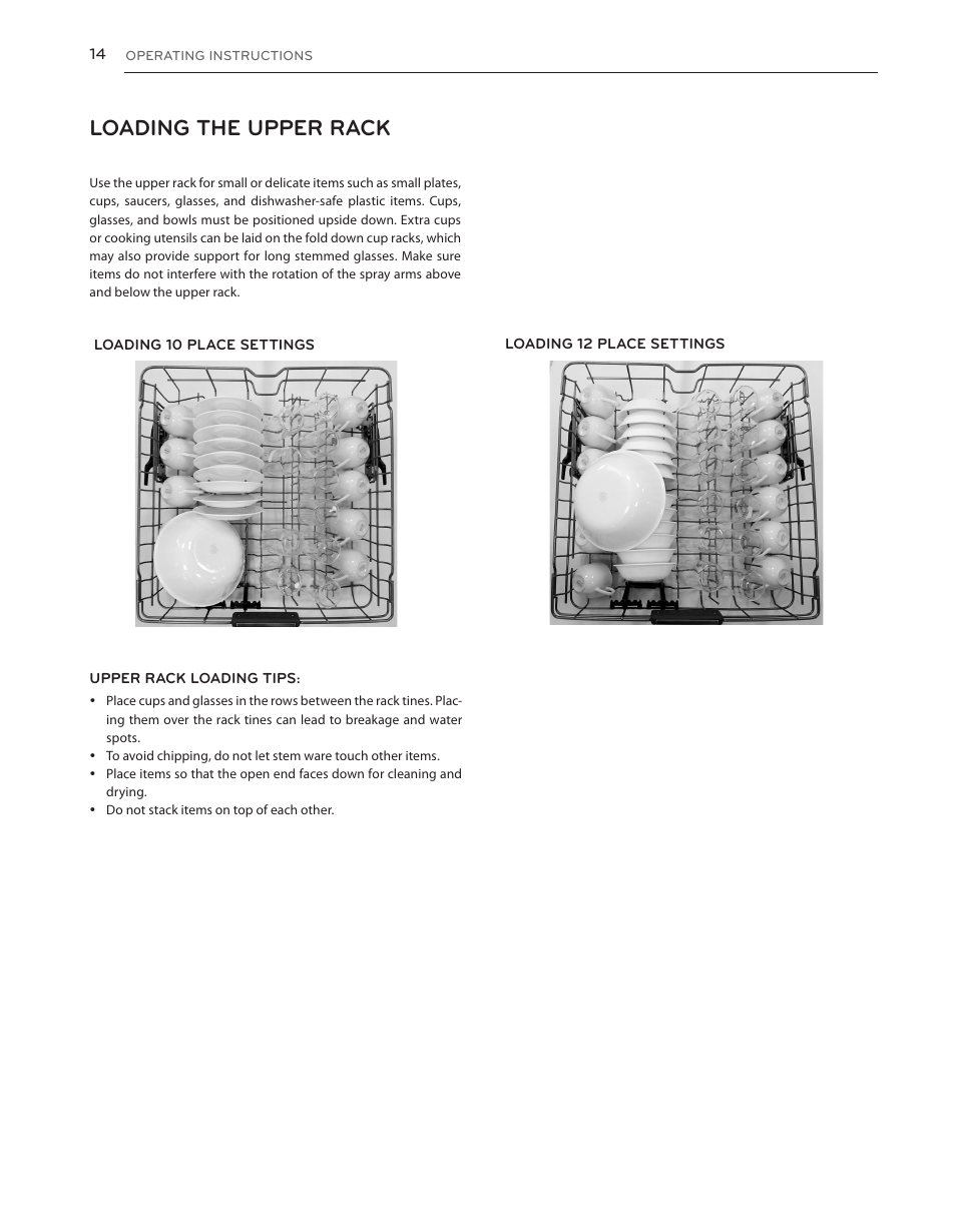 Loading the upper rack | LG LDS5040BB User Manual | Page 14 / 80
