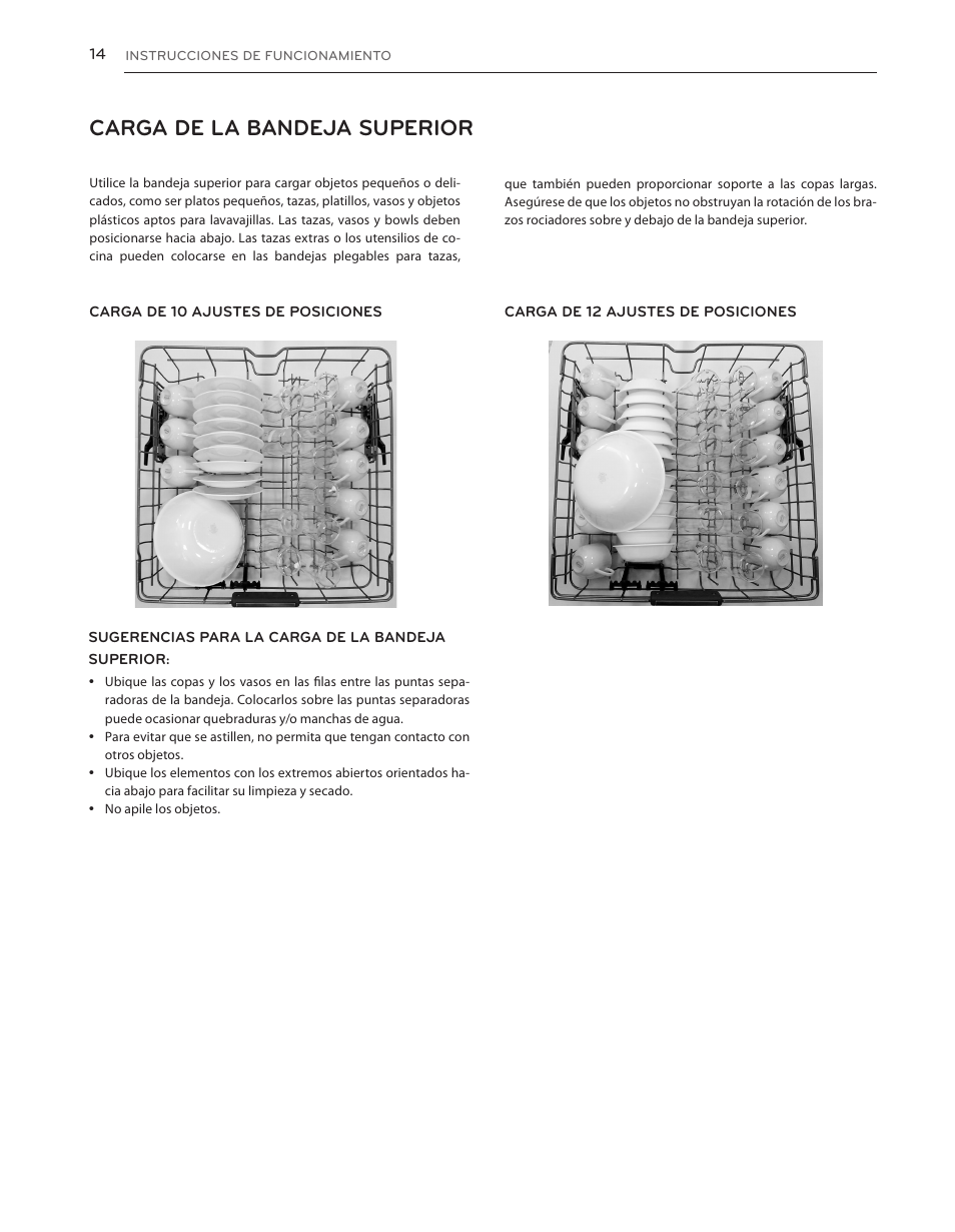 Carga de la bandeja superior | LG LDS5040BB User Manual | Page 40 / 80