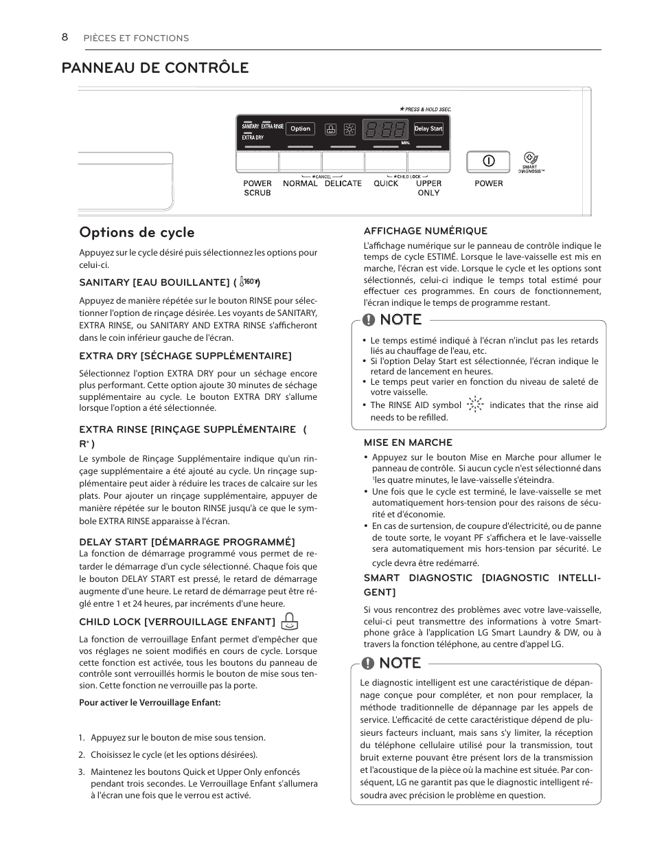 Panneau de contrôle options de cycle | LG LDS5040BB User Manual | Page 60 / 80