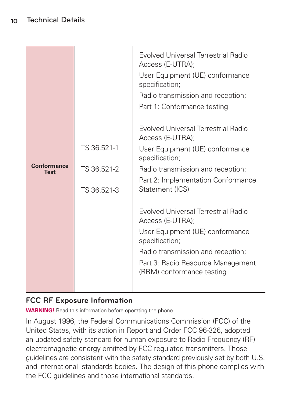 Technical details, Fcc rf exposure information | LG LGMS870 User Manual | Page 12 / 210