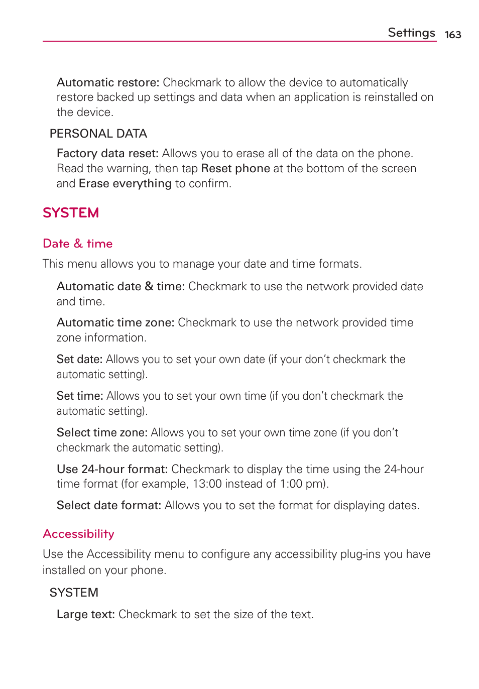 System | LG LGMS870 User Manual | Page 165 / 210