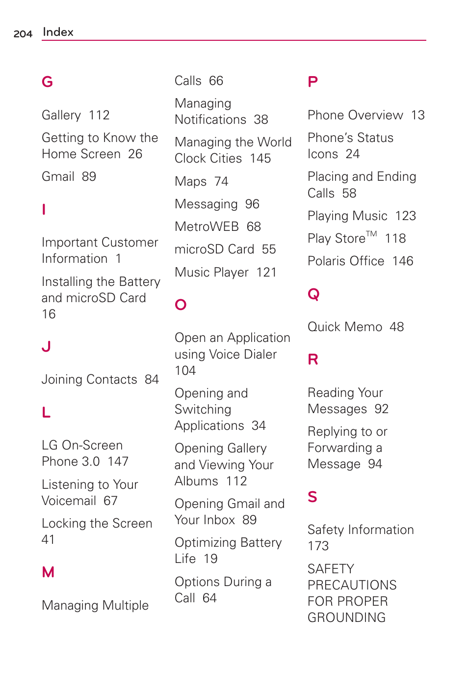 LG LGMS870 User Manual | Page 206 / 210