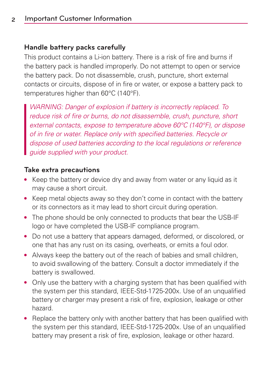 Take extra precautions | LG LGMS870 User Manual | Page 4 / 210