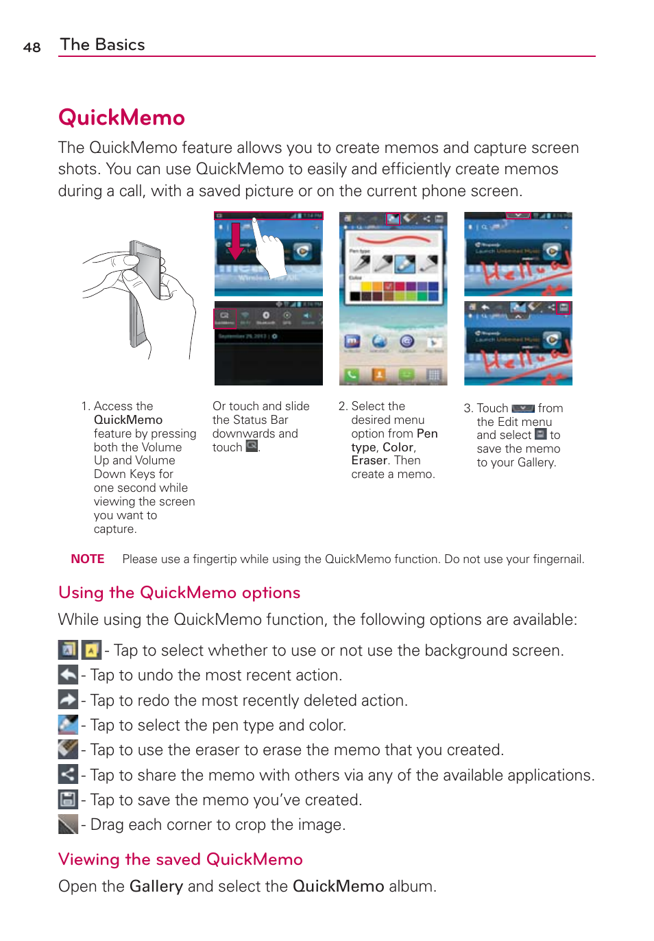 The basics | LG LGMS870 User Manual | Page 50 / 210