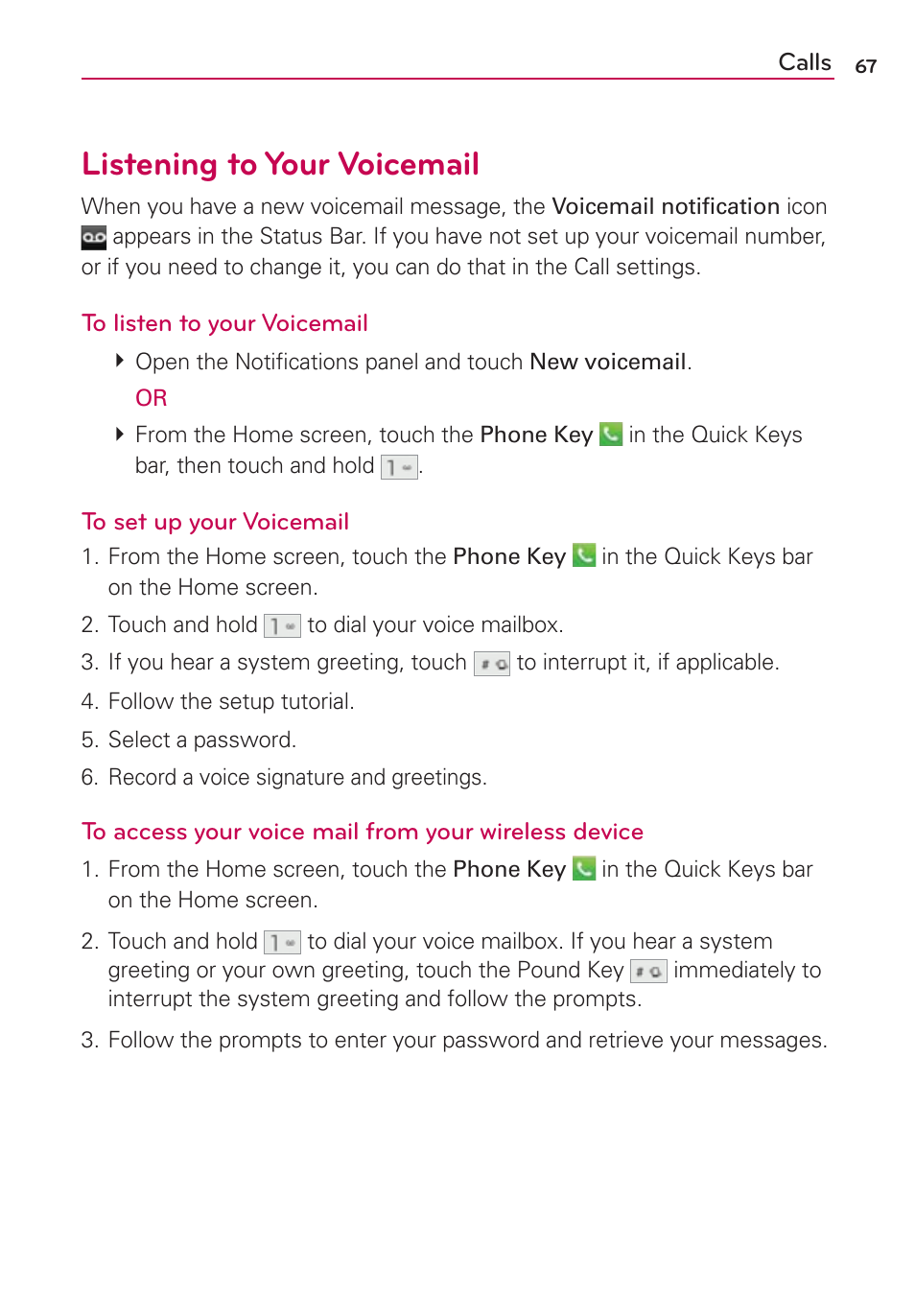 Listening to your voicemail | LG LGMS870 User Manual | Page 69 / 210