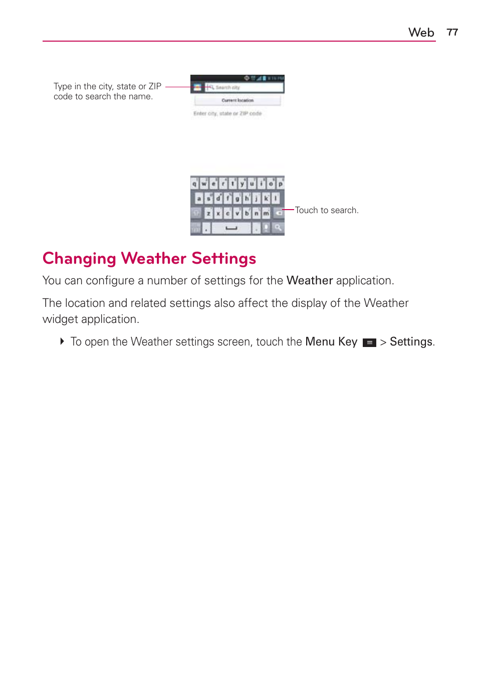 Changing weather settings | LG LGMS870 User Manual | Page 79 / 210