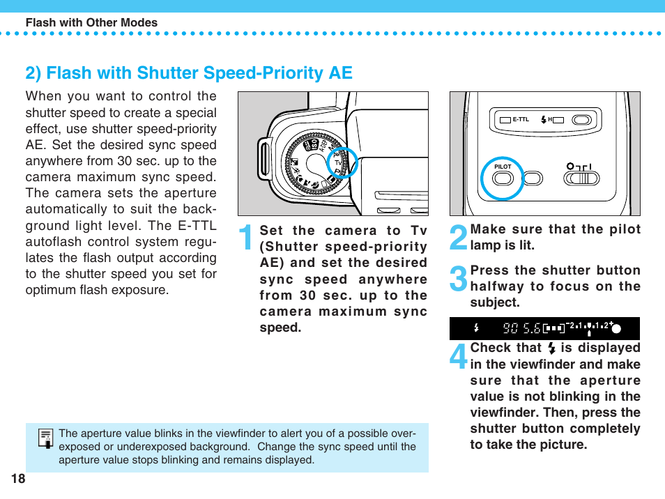 2) flash with shutter speed-priority ae | Canon 220 EX User Manual | Page 18 / 44