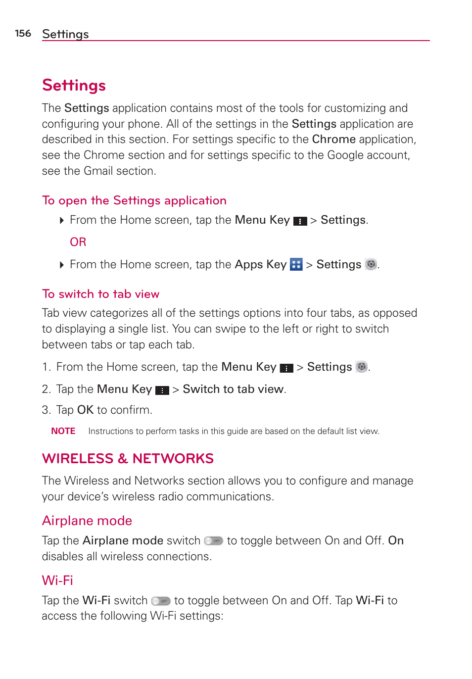 Settings, Wireless & networks | LG LGVS870 User Manual | Page 158 / 223