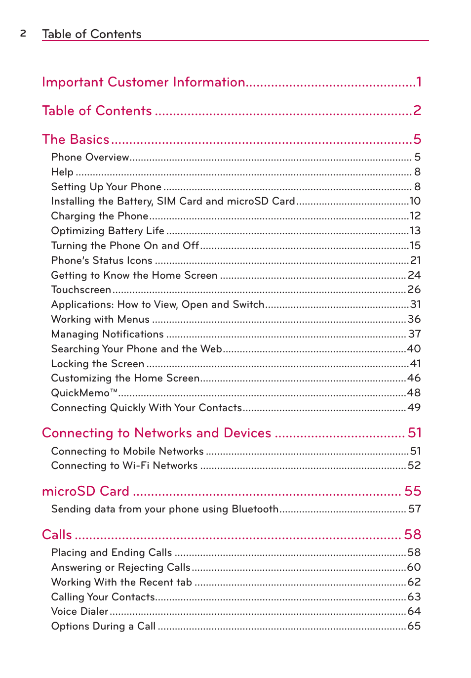 LG LGVS870 User Manual | Page 4 / 223