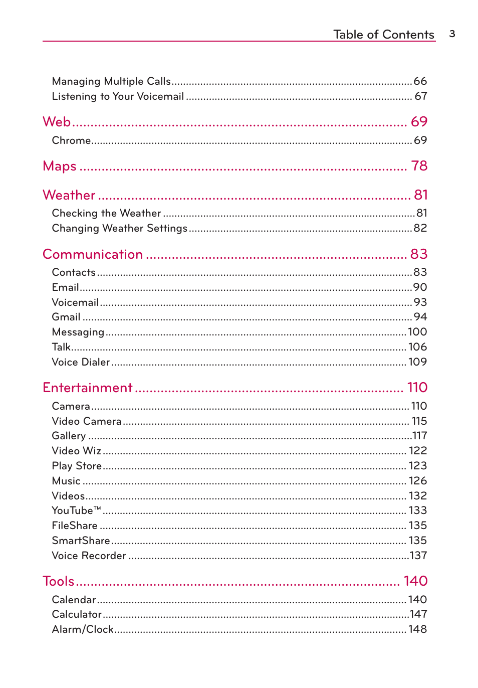 LG LGVS870 User Manual | Page 5 / 223