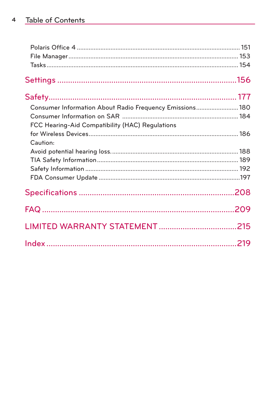 LG LGVS870 User Manual | Page 6 / 223