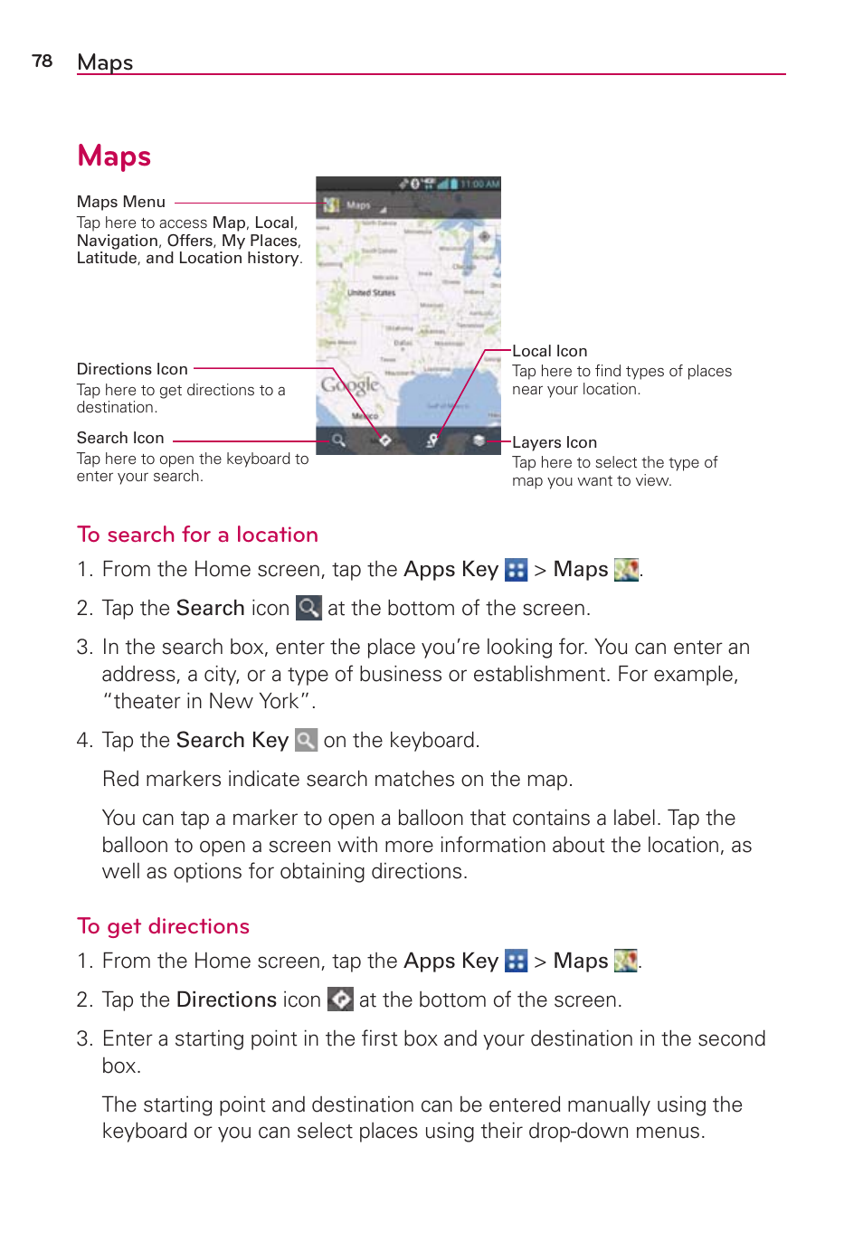 Maps | LG LGVS870 User Manual | Page 80 / 223