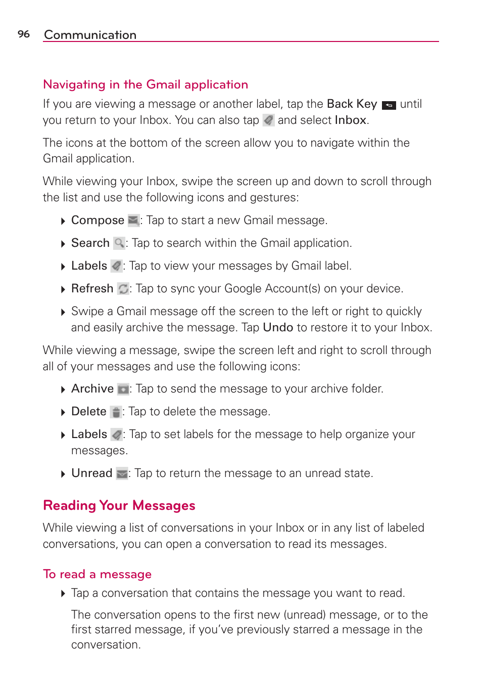 Reading your messages | LG LGVS870 User Manual | Page 98 / 223