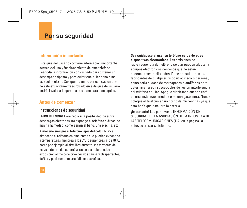 Por su seguridad | LG F7200 User Manual | Page 115 / 218