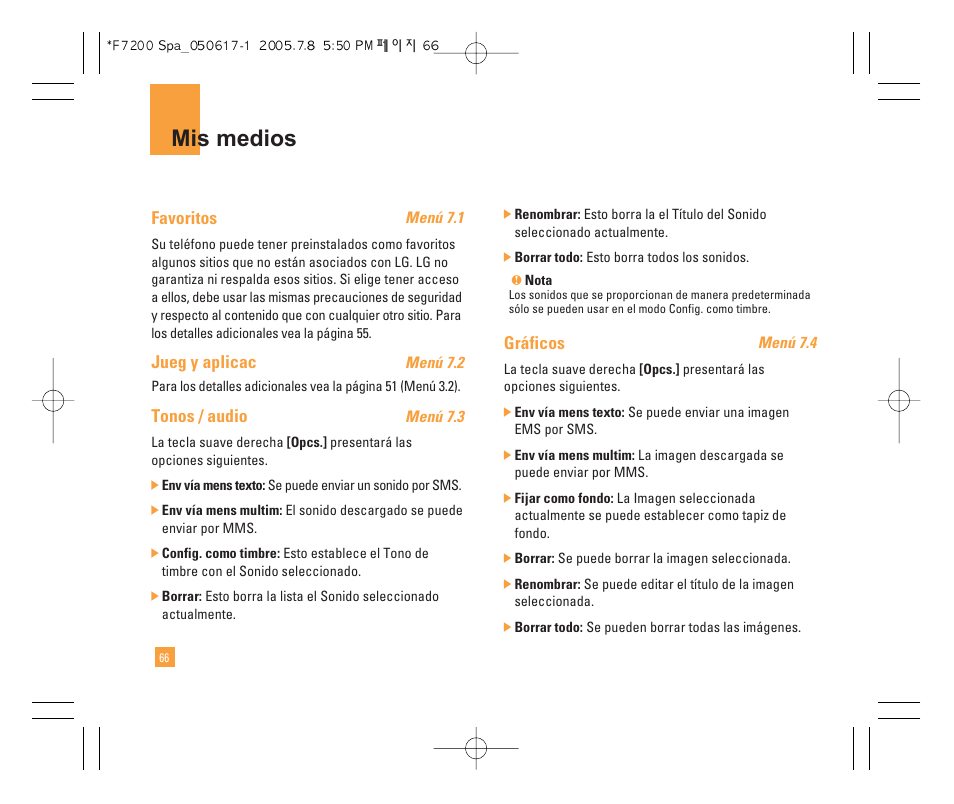 Mis medios | LG F7200 User Manual | Page 171 / 218