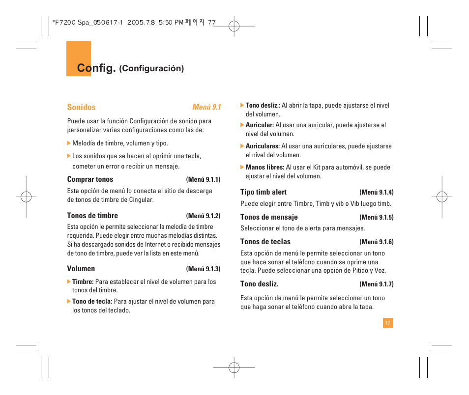 Config | LG F7200 User Manual | Page 182 / 218