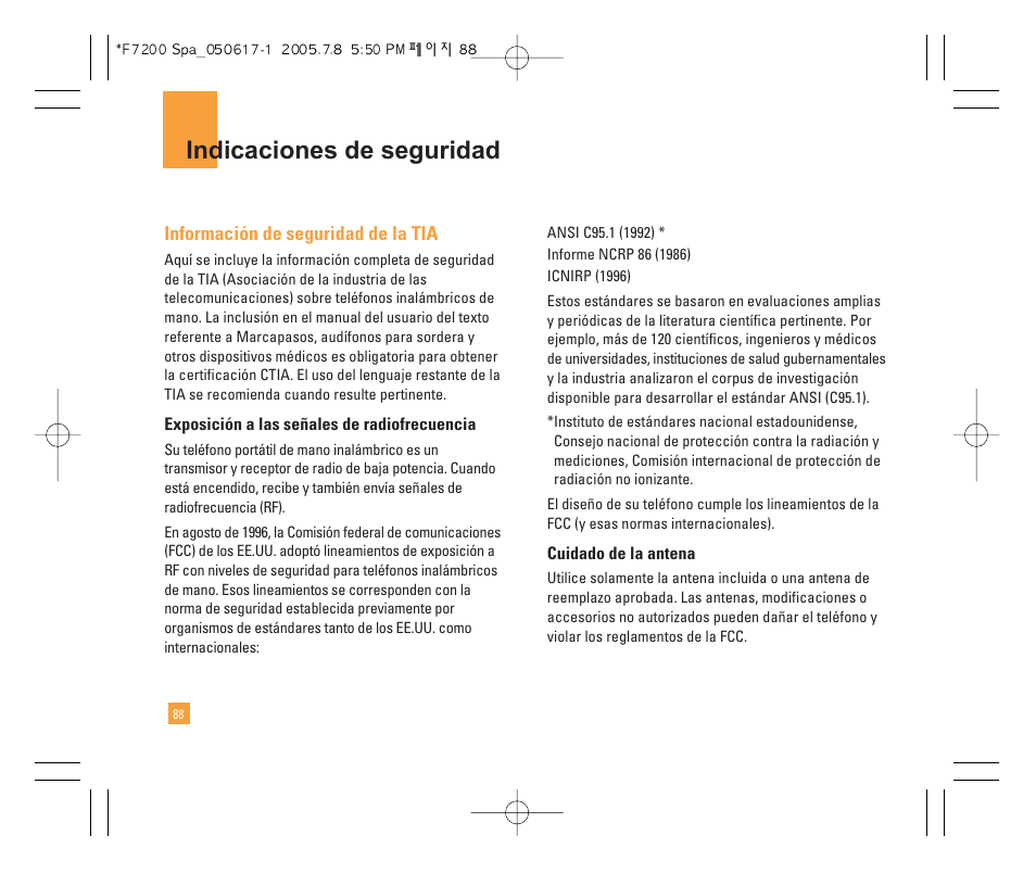 Indicaciones de seguridad | LG F7200 User Manual | Page 193 / 218