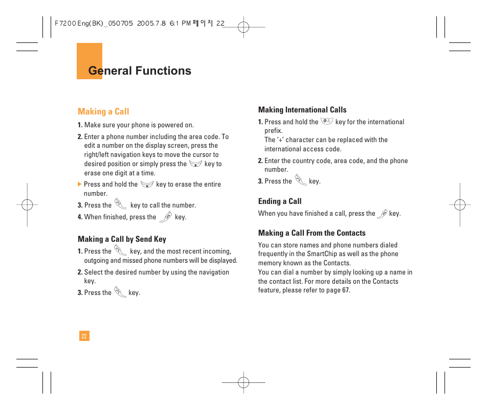 General functions | LG F7200 User Manual | Page 24 / 218