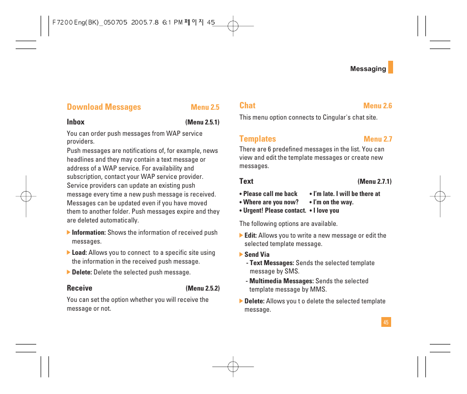 LG F7200 User Manual | Page 47 / 218