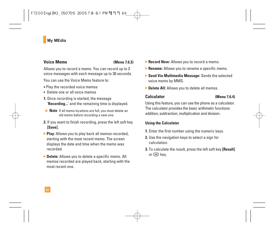 LG F7200 User Manual | Page 66 / 218