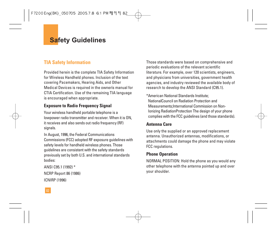 Safety guidelines | LG F7200 User Manual | Page 84 / 218