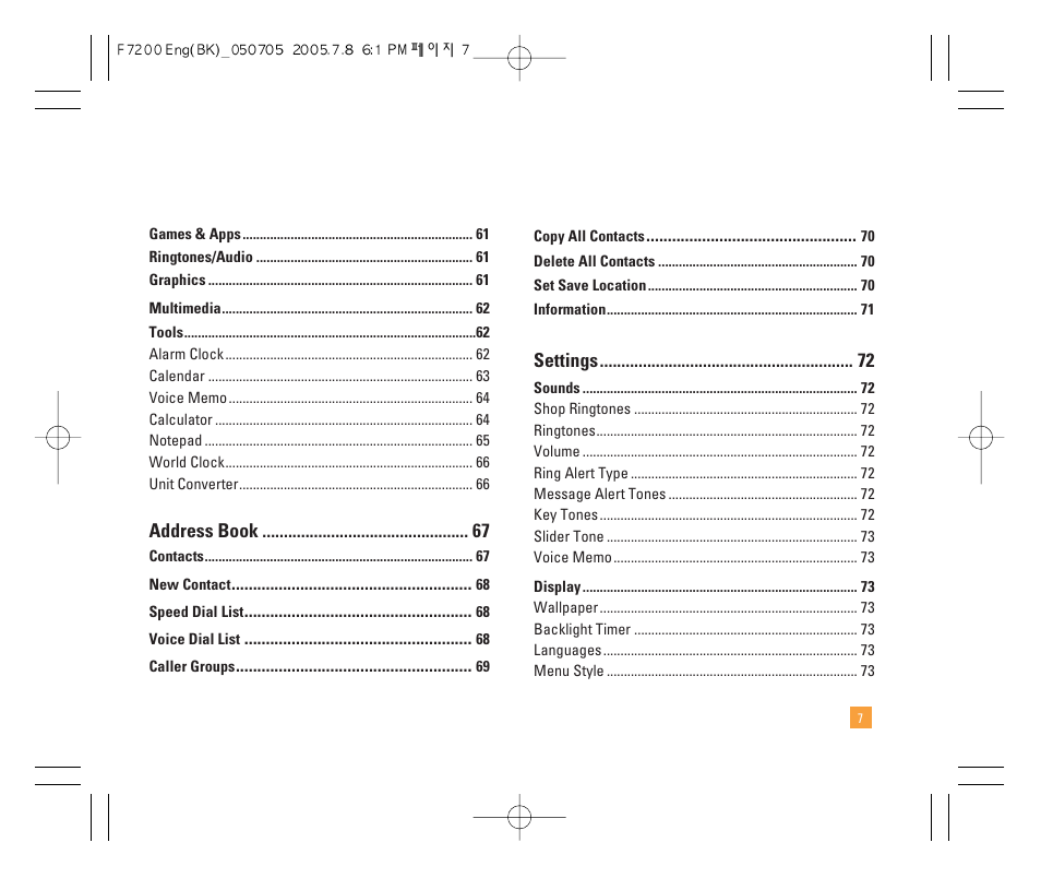 LG F7200 User Manual | Page 9 / 218
