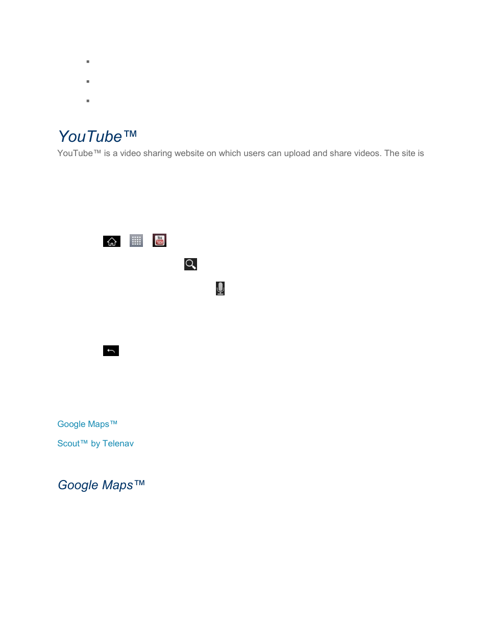Youtube, Gps navigation, Google maps | LG LS840 User Manual | Page 142 / 191