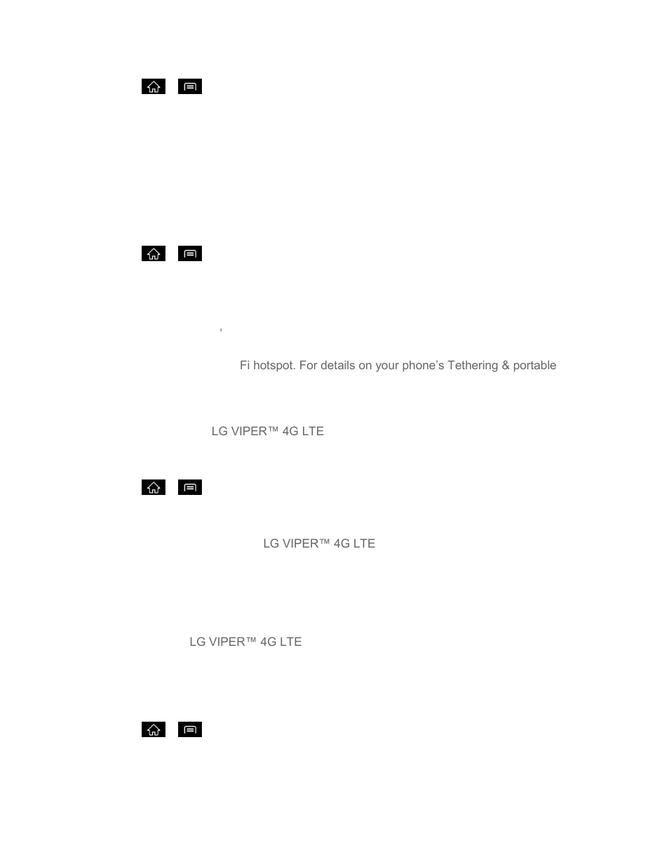 Wi-fi direct, Portable wi-fi hotspot, Bluetooth tethering | LG LS840 User Manual | Page 72 / 191