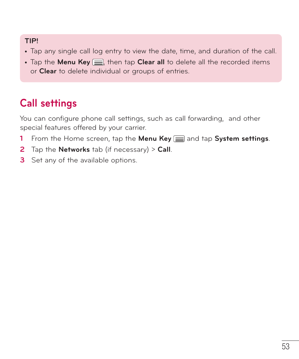 Call settings | LG D959 User Manual | Page 54 / 173