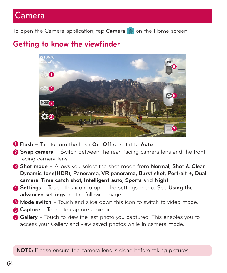 Camera, Getting to know the viewfinder | LG D959 User Manual | Page 65 / 173