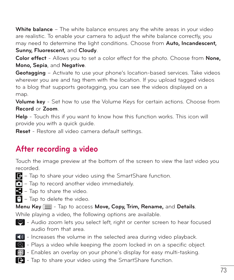 After recording a video | LG D959 User Manual | Page 74 / 173