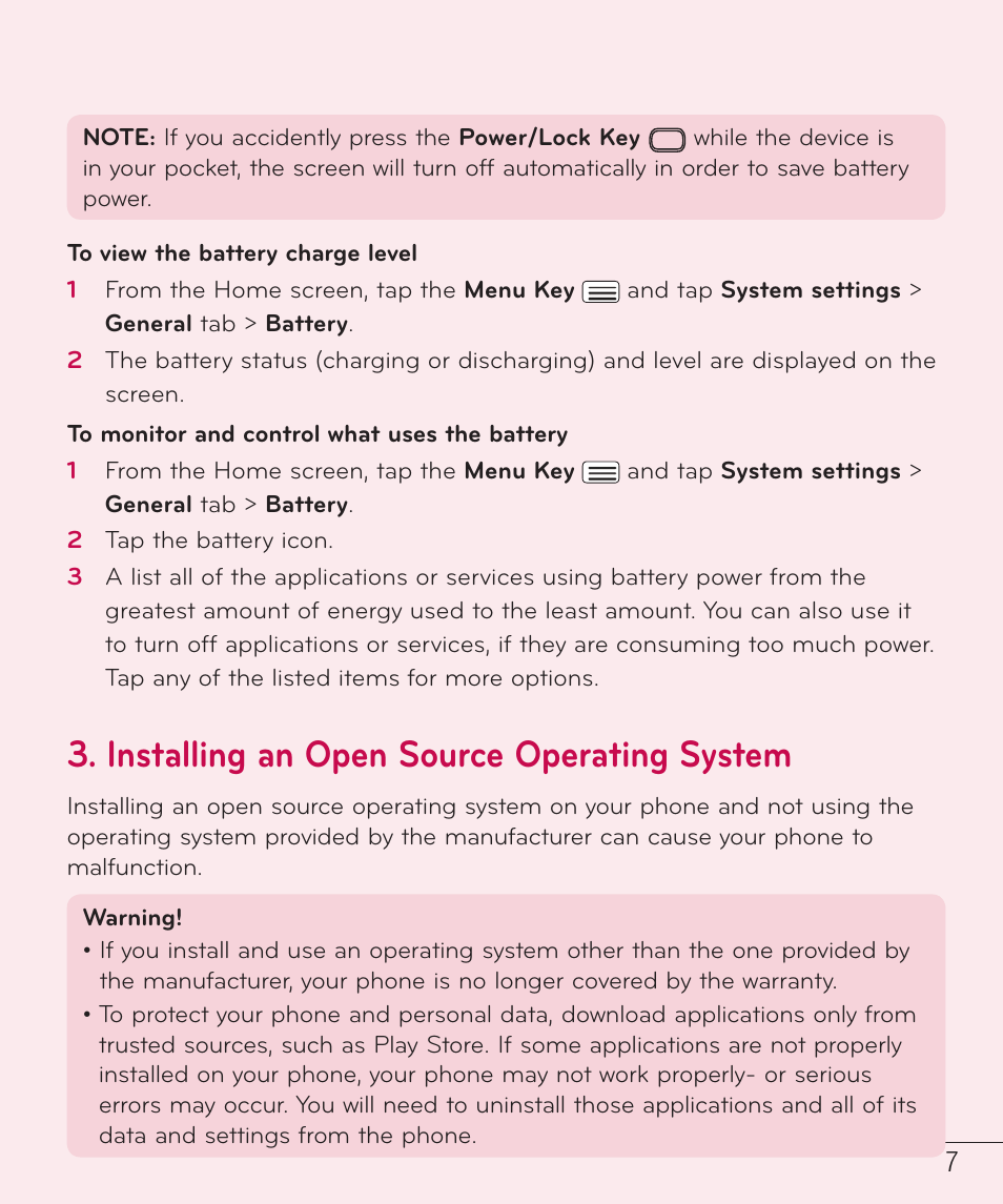 Installing an open source operating system | LG D959 User Manual | Page 8 / 173