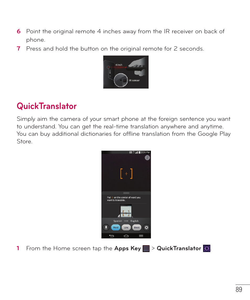 Quicktranslator | LG D959 User Manual | Page 90 / 173
