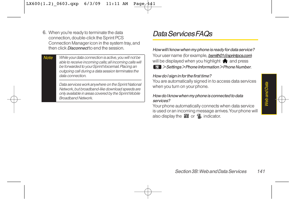 Data services faqs | LG LGLX600 User Manual | Page 155 / 193