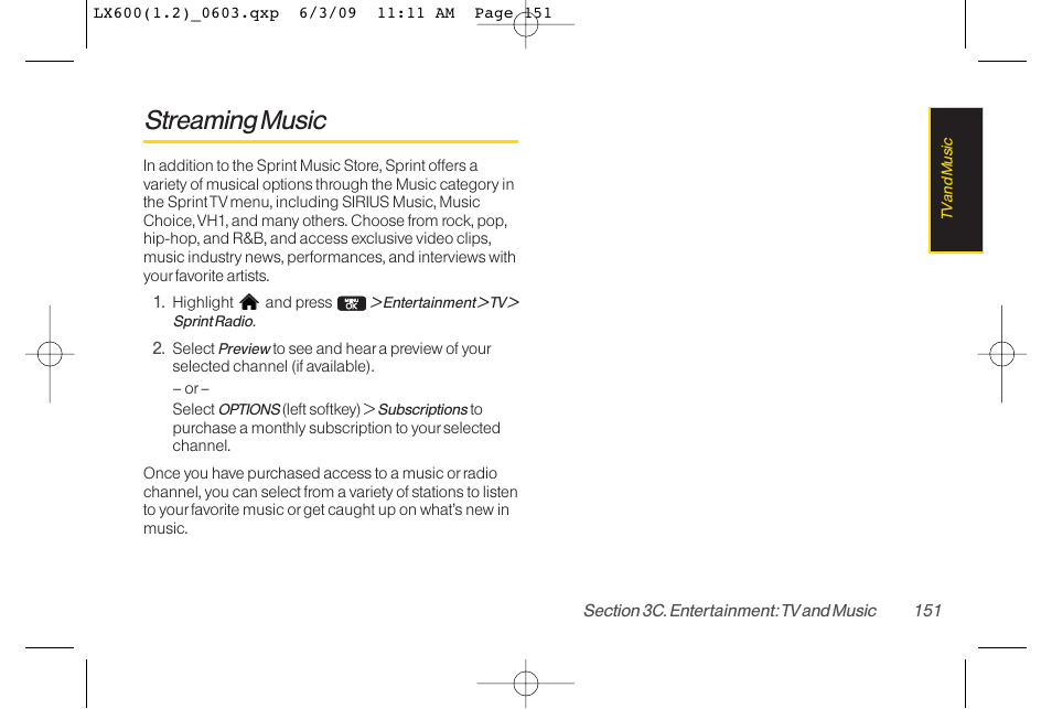 Streaming music | LG LGLX600 User Manual | Page 165 / 193