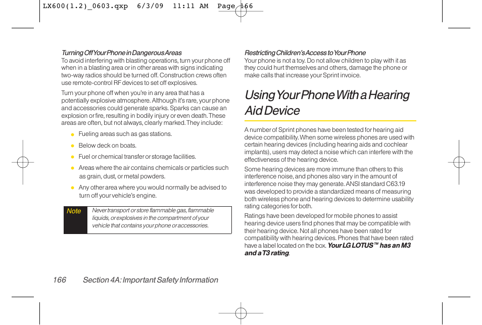 Using yourphone with a hearing aid device | LG LGLX600 User Manual | Page 180 / 193