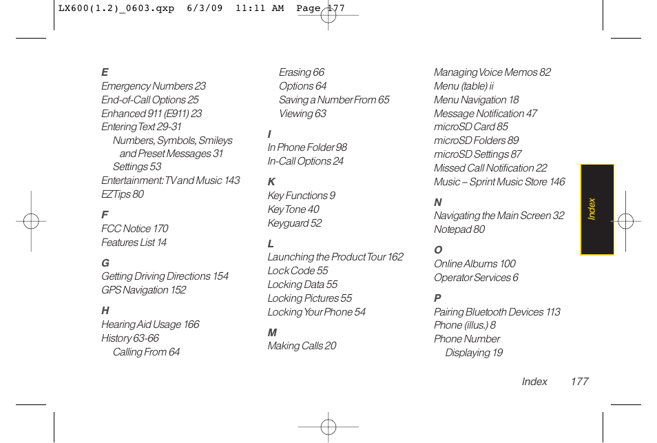 LG LGLX600 User Manual | Page 191 / 193