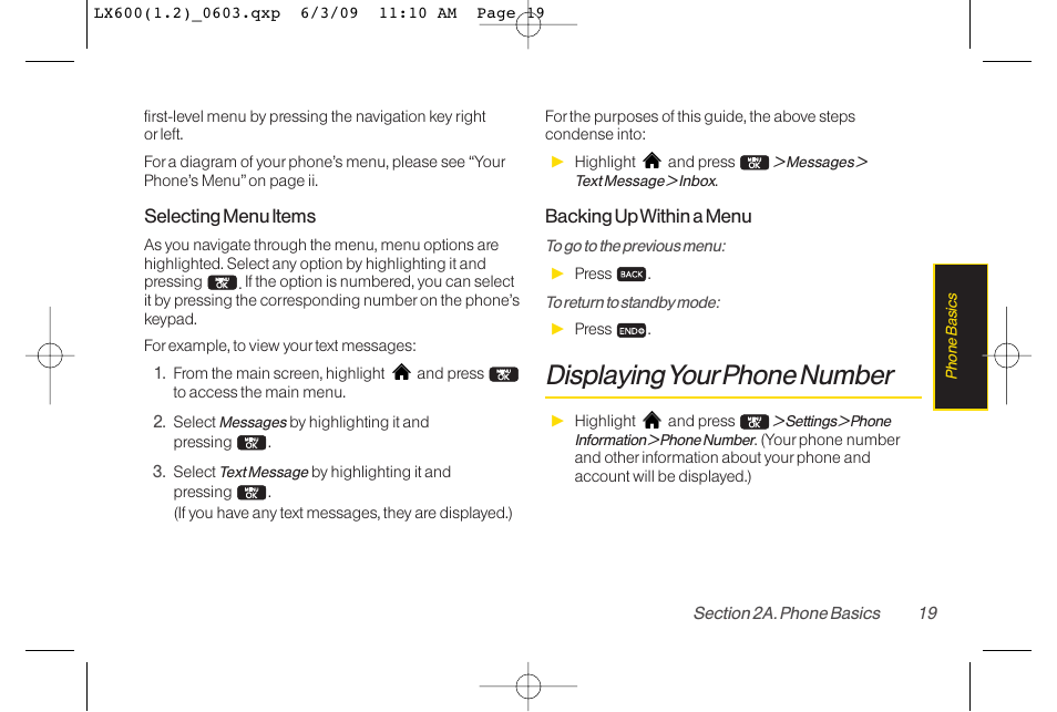 Displayingyourphone number | LG LGLX600 User Manual | Page 33 / 193