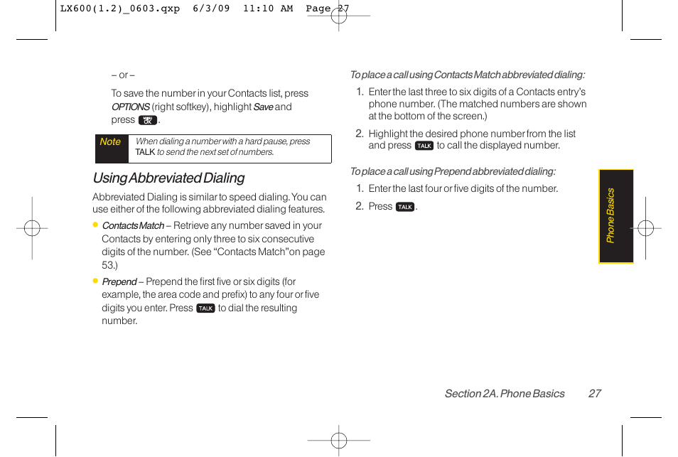 Using abbreviated dialing | LG LGLX600 User Manual | Page 41 / 193