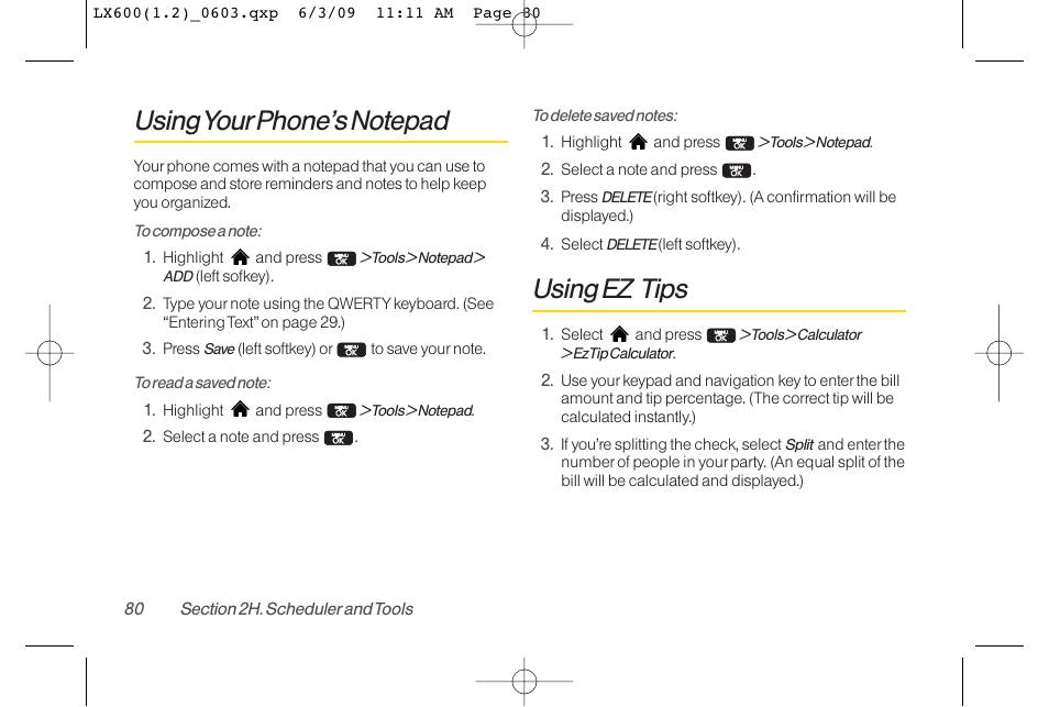 Using ez tips | LG LGLX600 User Manual | Page 94 / 193