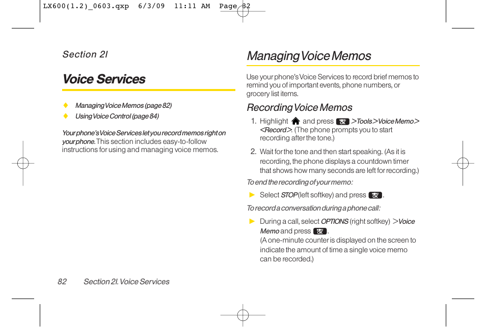 Voice services | LG LGLX600 User Manual | Page 96 / 193