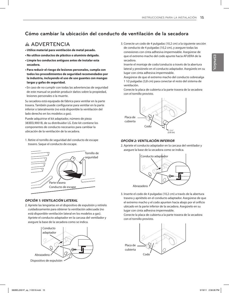 Advertencia | LG DLG4802W User Manual | Page 51 / 76