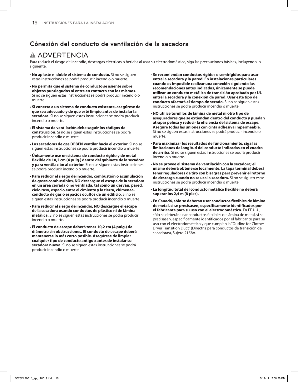 Advertencia | LG DLG4802W User Manual | Page 52 / 76