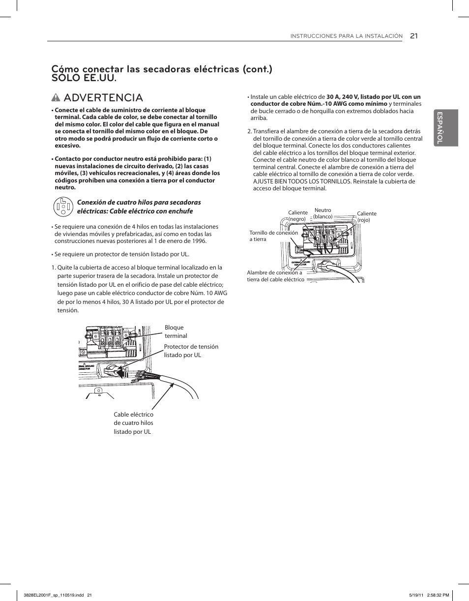 Advertencia | LG DLG4802W User Manual | Page 57 / 76